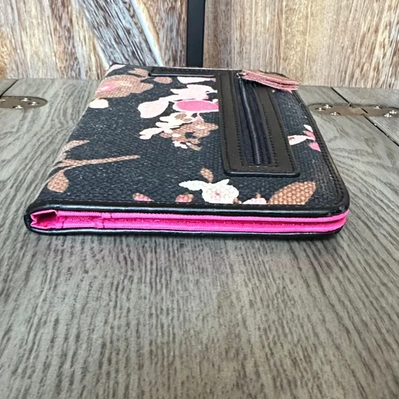 Spartina 449 Black Verdier Market Wallet with Pink and Brown Flowers - Picture 4 of 10